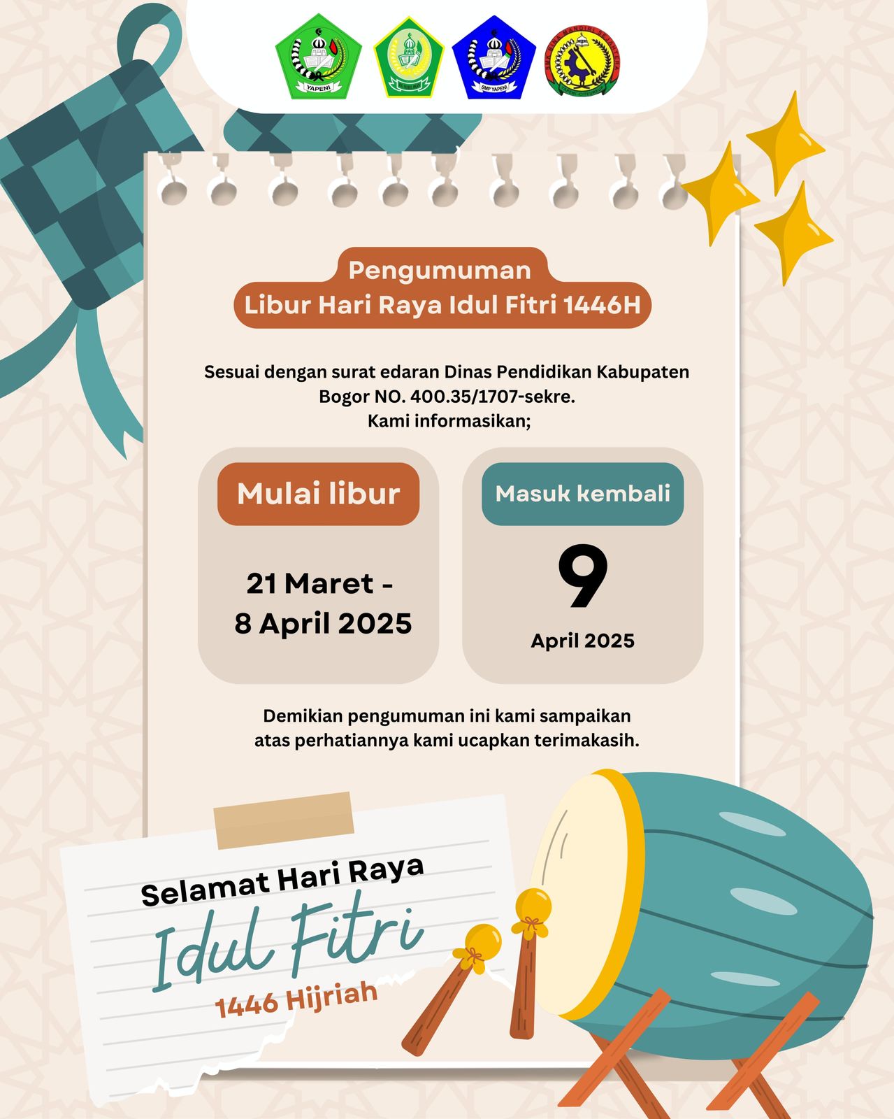 Selamat Hari Raya Idul Fitri 1446 Hijriah